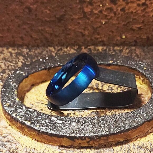 Women's Matte Blue Promise Ring Band - Matte Blue Promise Ring For Girls - Picture 4 of 7